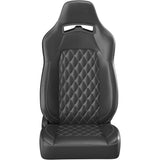 Corbeau Trailcat Reclining Seat Pair (Driver & Passenger) - Black Vinyl White Diamond Stitch
