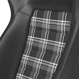 Corbeau Sportline RRX Reclining Seat Pair (Driver & Passenger) - Black Vinyl/White Plaid Cloth