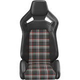 Corbeau Sportline RRX Reclining Seat Pair (Driver & Passenger) - Black Vinyl/Red Plaid Cloth