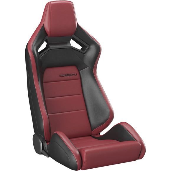 Corbeau Sportline RRX Reclining Seat Pair (Driver & Passenger) - Black Vinyl/Burgandy Vinyl