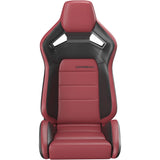 Corbeau Sportline RRX Reclining Seat Pair (Driver & Passenger) - Black Vinyl/Burgandy Vinyl