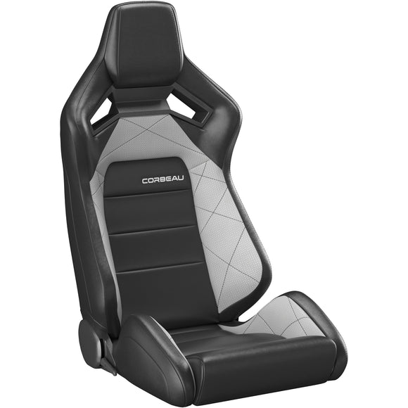Corbeau Sportline RRX Reclining Seat Pair (Driver & Passenger) - Black Vinyl/Grey HD Vinyl