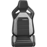 Corbeau Sportline RRX Reclining Seat Pair (Driver & Passenger) - Black Vinyl/Grey HD Vinyl