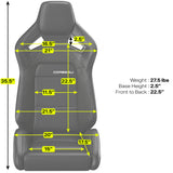 Corbeau Sportline RRX Reclining Seat Pair (Driver & Passenger) - Black Vinyl/Grey HD Vinyl