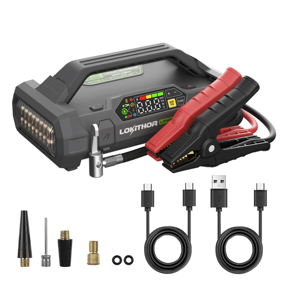 LOKITHOR JA3000 PRO 12V 3000A 46.08Wh LiFePO₄ Jump Starter With 150PSI Air Inflator