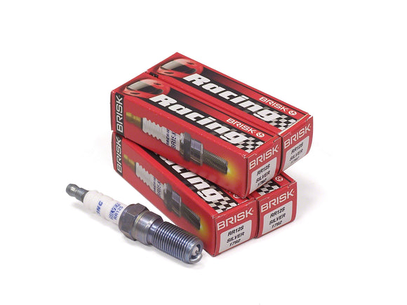 Brisk Silver Racing RR12S Spark Plugs 4 Pack - Ford Focus ST 2013-2018, 2015+ Mustang 2.3L, Focus RS - 2 Step Colder
