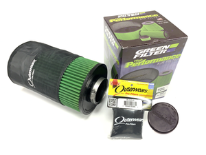 Green Filter Air Filter Kit with Outerwears Cover - Ford Focus/Focus RS/Transit Connect/Escape